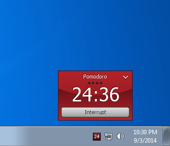Pomodoro Windows 7 gadget works
